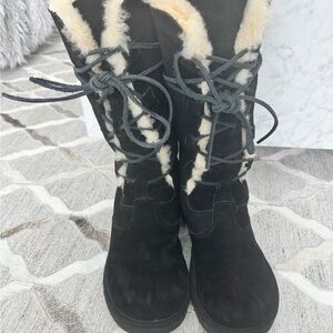UGG Women’s Black and Cream Fur-Lined Boots